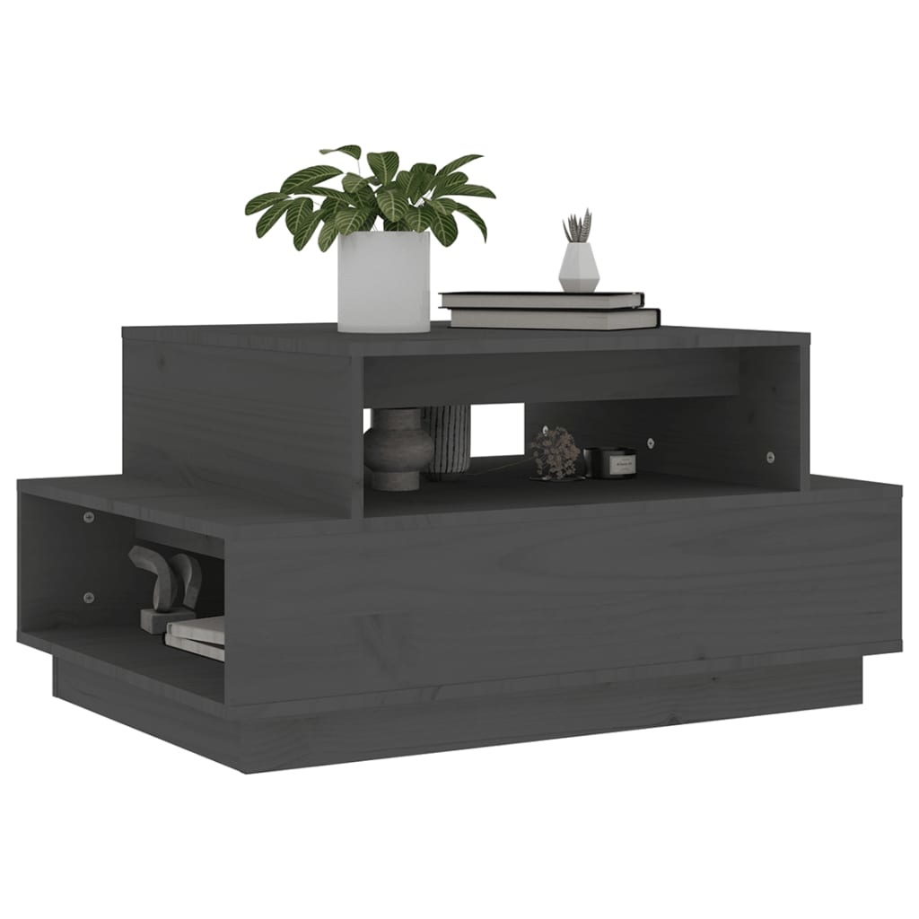 VidaXL Salontafel 80x55x40,5 cm massief grenenhout grijs