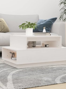 VidaXL Salontafel 80x55x40,5 cm massief grenenhout wit
