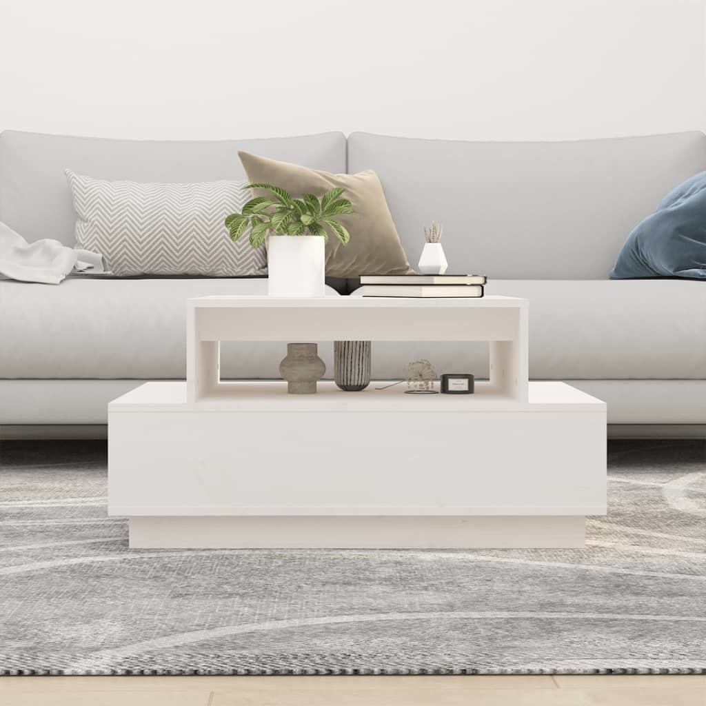 VidaXL Salontafel 80x55x40,5 cm massief grenenhout wit