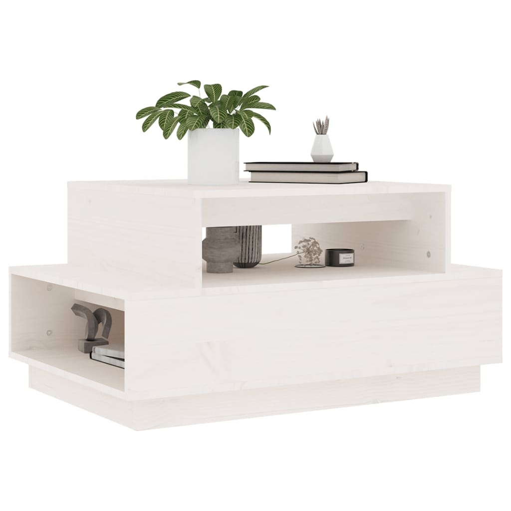 VidaXL Salontafel 80x55x40,5 cm massief grenenhout wit