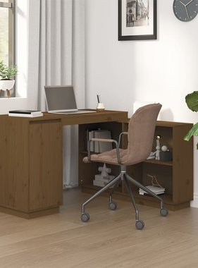 VidaXL Bureau 110x50x75 cm massief grenenhout honingbruin