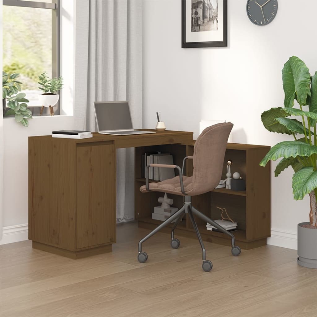 VidaXL Bureau 110x50x75 cm massief grenenhout honingbruin