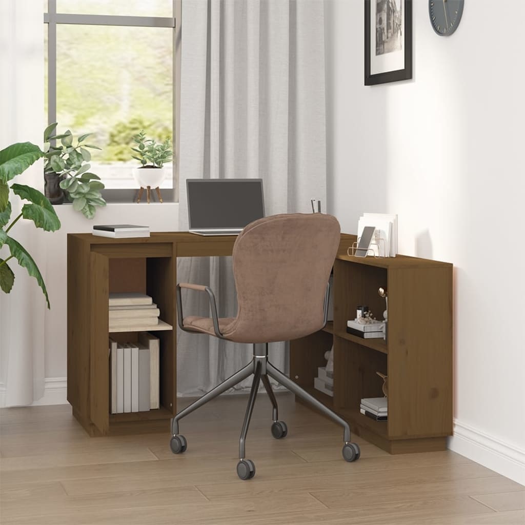 VidaXL Bureau 110x50x75 cm massief grenenhout honingbruin