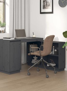 VidaXL Bureau 110x50x75 cm massief grenenhout grijs