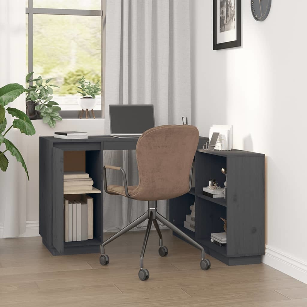 VidaXL Bureau 110x50x75 cm massief grenenhout grijs