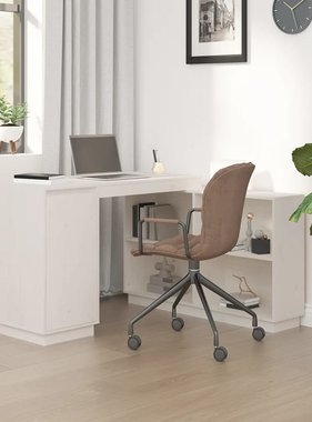 VidaXL Bureau 110x50x75 cm massief grenenhout wit