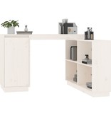 VidaXL Bureau 110x50x75 cm massief grenenhout wit