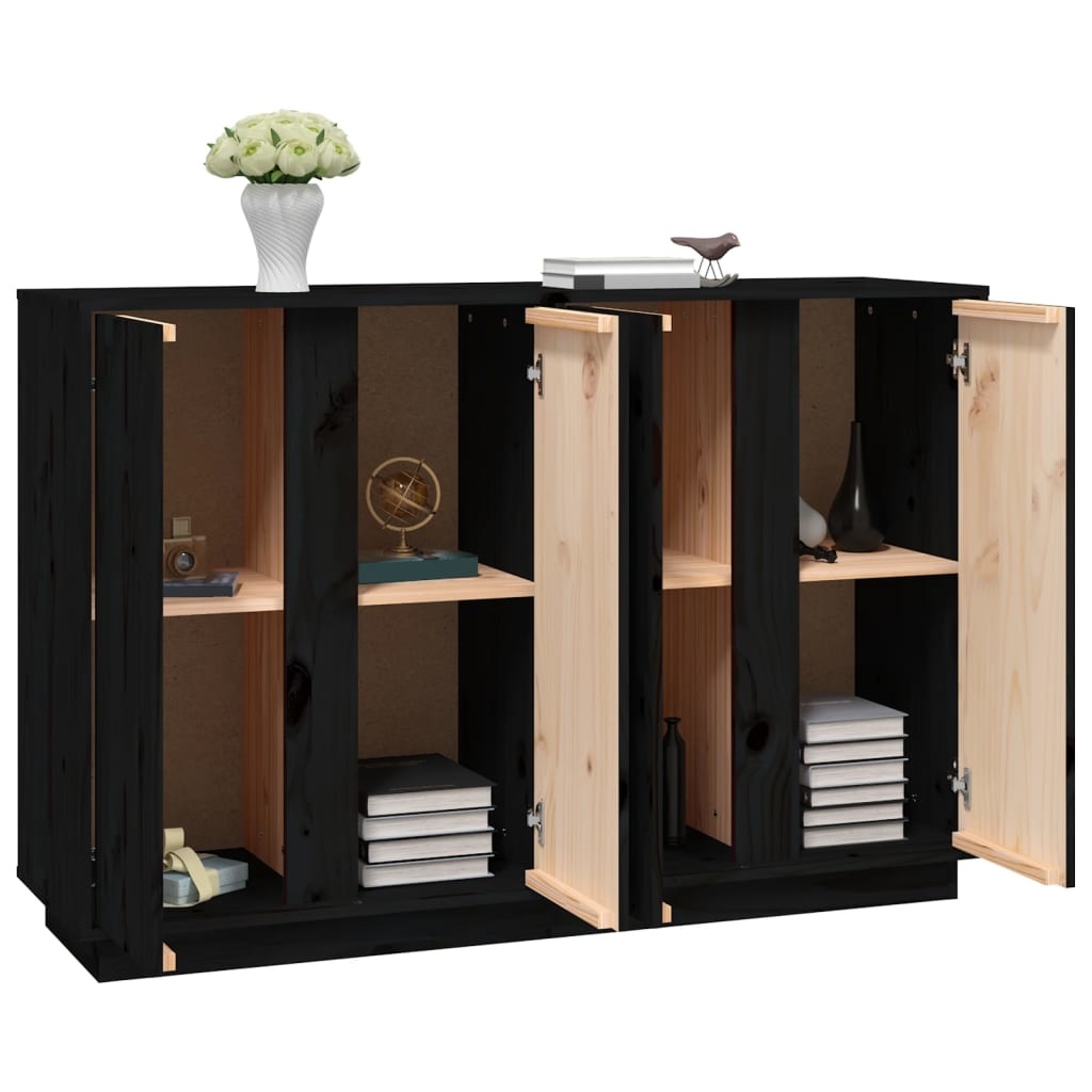 VidaXL Dressoir 120x35x80 cm massief grenenhout zwart