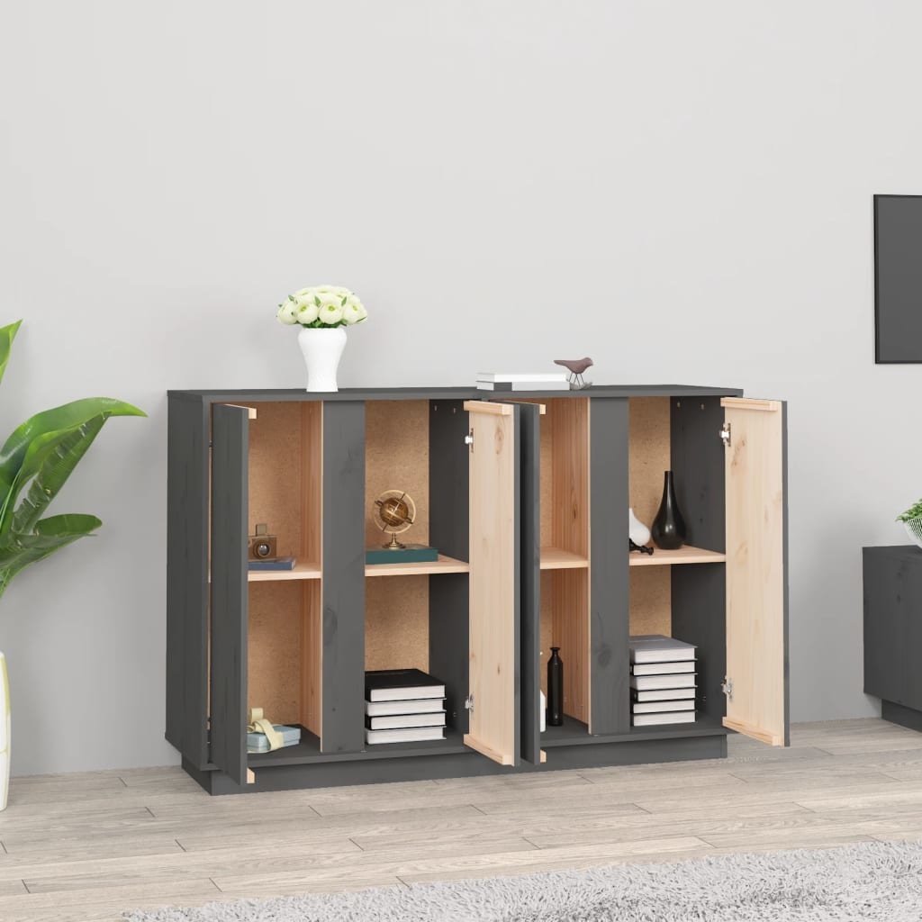 VidaXL Dressoir 120x35x80 cm massief grenenhout grijs