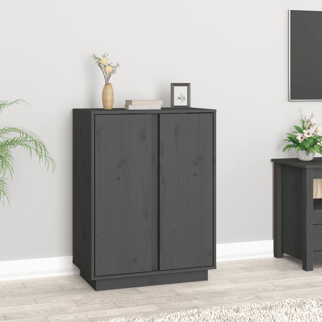 VidaXL Dressoir 60x35x80 cm massief grenenhout grijs