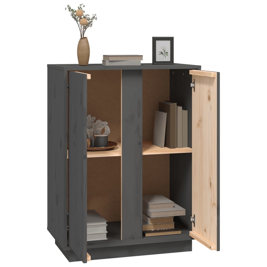 VidaXL Dressoir 60x35x80 cm massief grenenhout grijs