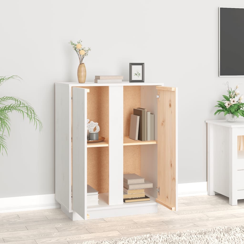 VidaXL Dressoir 60x35x80 cm massief grenenhout wit