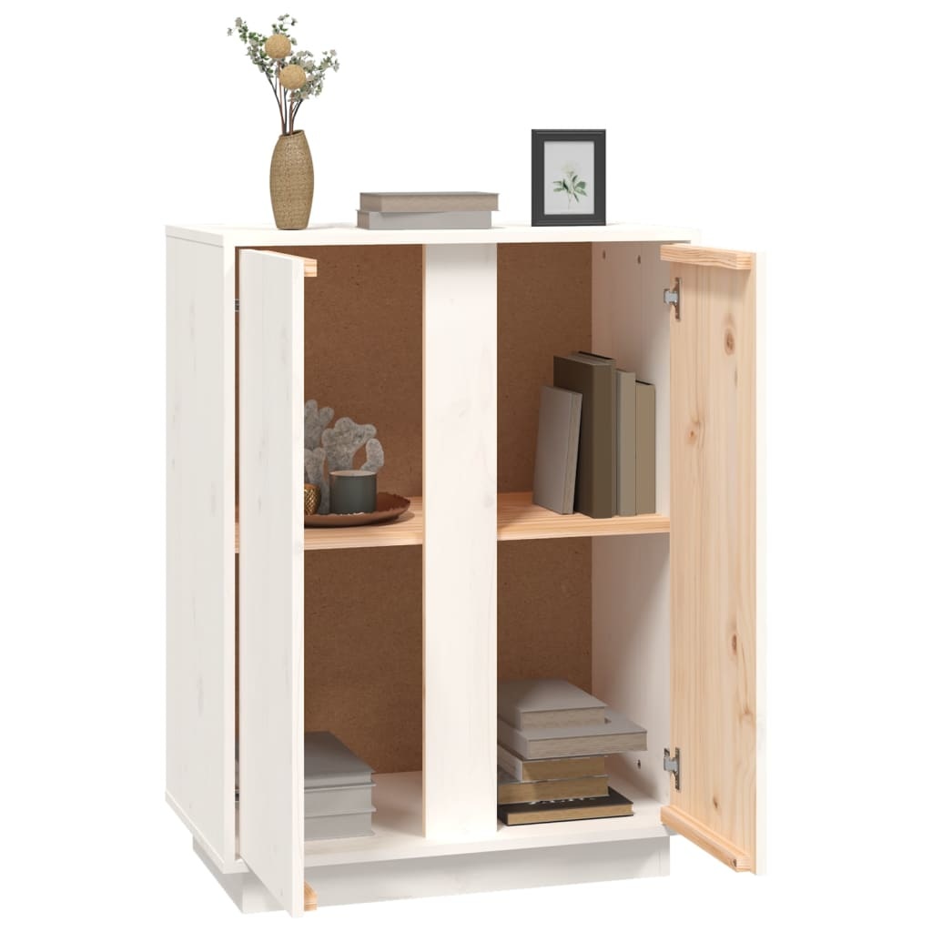 VidaXL Dressoir 60x35x80 cm massief grenenhout wit