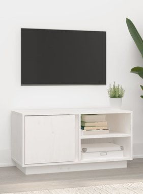 VidaXL Tv-meubel 80x35x40,5 cm massief grenenhout wit