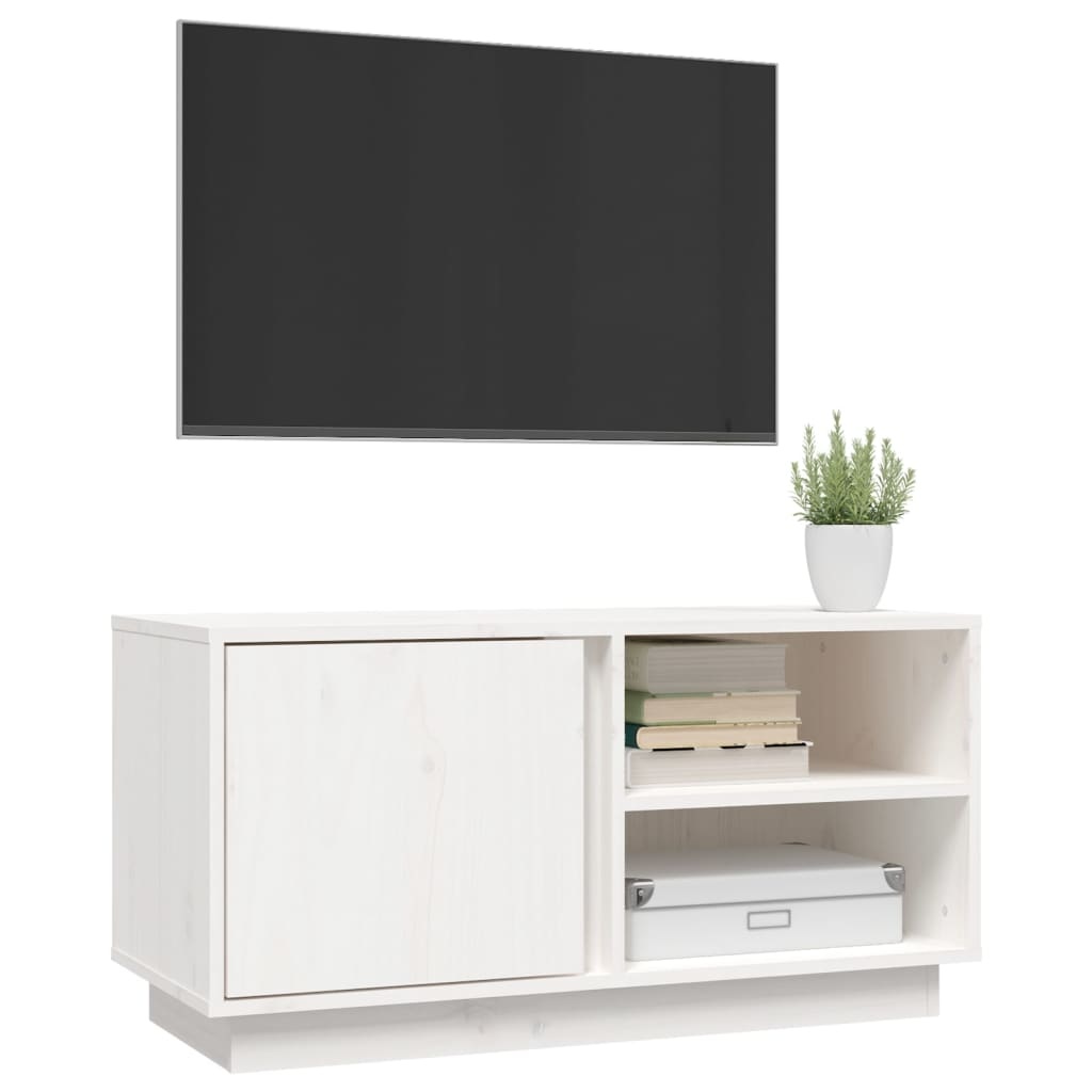 VidaXL Tv-meubel 80x35x40,5 cm massief grenenhout wit