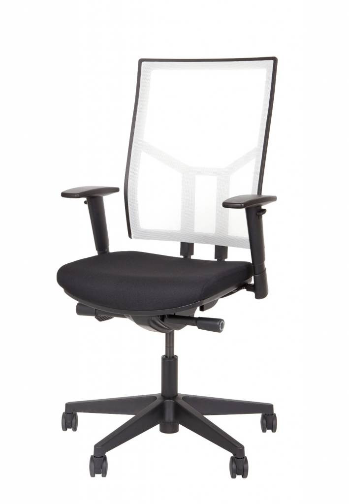 Bureaustoel zwart stof zwart mesh