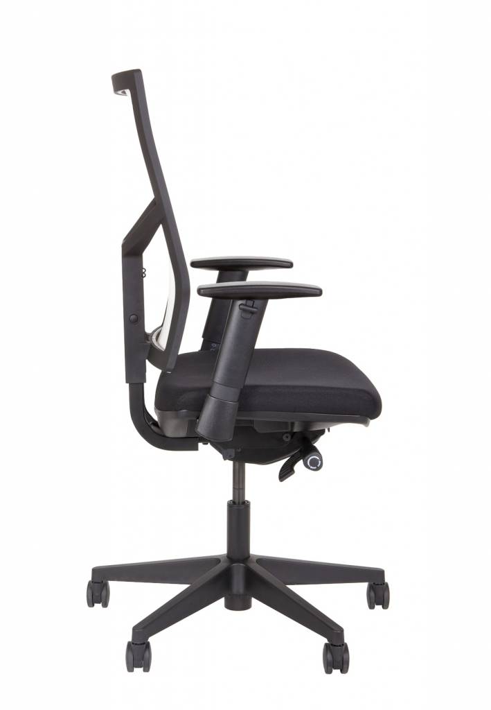 Bureaustoel zwart stof zwart mesh