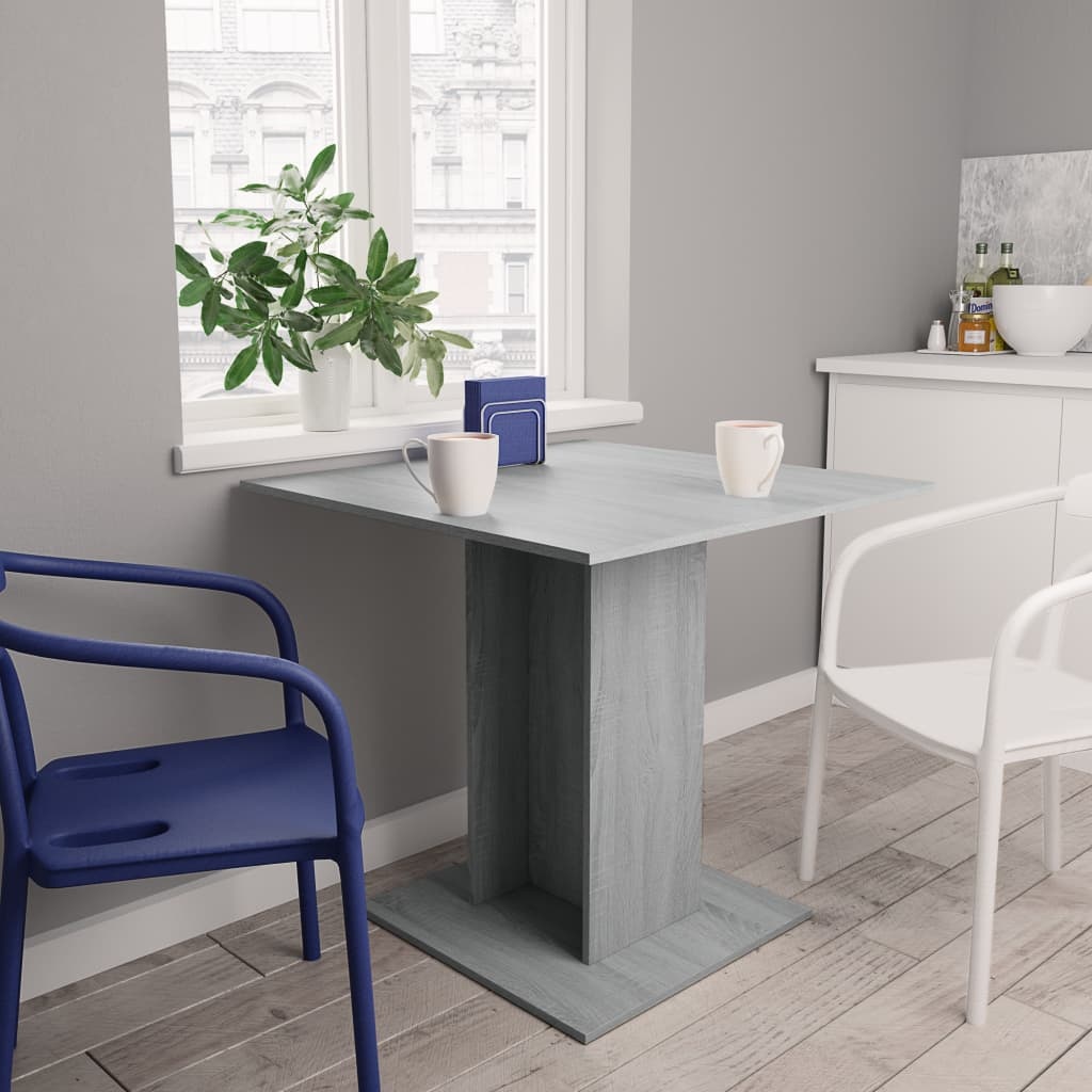 VidaXL Eettafel 80x80x75 cm bewerkt hout grijs sonoma eikenkleurig