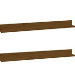 VidaXL Wandkasten 2 st 110x11x9 cm massief grenenhout honingbruin