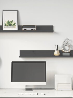 VidaXL Wandkasten 2 st 80x11x9 cm massief grenenhout grijs