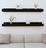 VidaXL Wandschappen 2 st 110x12x9 cm massief grenenhout zwart