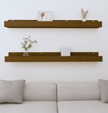 VidaXL Wandschappen 2 st 110x12x9 cm massief grenenhout honingbruin