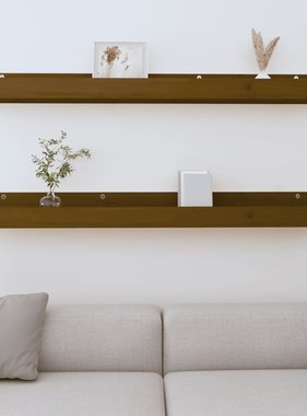 VidaXL Wandschappen 2 st 110x12x9 cm massief grenenhout honingbruin