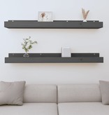 VidaXL Wandschappen 2 st 110x12x9 cm massief grenenhout grijs