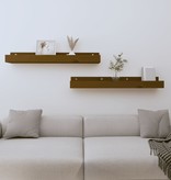 VidaXL Wandschappen 2 st 80x12x9 cm massief grenenhout honingbruin