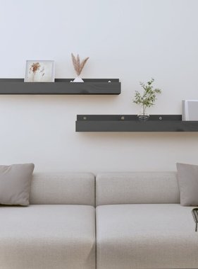 VidaXL Wandschappen 2 st 80x12x9 cm massief grenenhout grijs