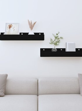 VidaXL Wandschappen 2 st 50x12x9 cm massief grenenhout zwart
