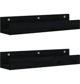 VidaXL Wandschappen 2 st 50x12x9 cm massief grenenhout zwart