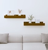 VidaXL Wandschappen 2 st 50x12x9 cm massief grenenhout honingbruin