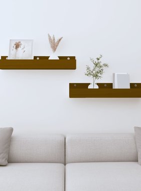 VidaXL Wandschappen 2 st 50x12x9 cm massief grenenhout honingbruin
