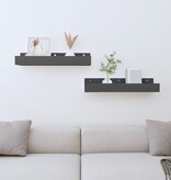 VidaXL Wandschappen 2 st 50x12x9 cm massief grenenhout grijs