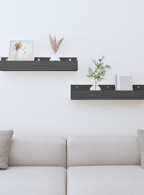 VidaXL Wandschappen 2 st 50x12x9 cm massief grenenhout grijs