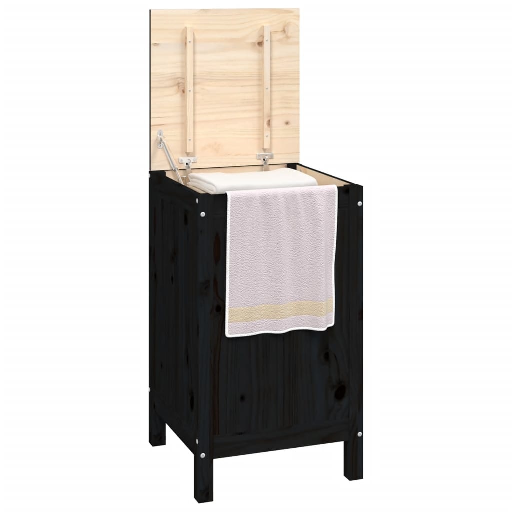 VidaXL Wasmand 44x44x76 cm massief grenenhout zwart