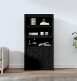 VidaXL Hoge kast 80x35x154 cm massief grenenhout zwart