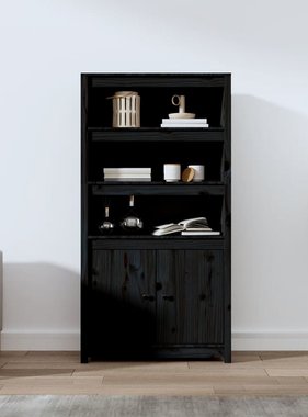 VidaXL Hoge kast 80x35x154 cm massief grenenhout zwart