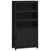 VidaXL Hoge kast 80x35x154 cm massief grenenhout zwart