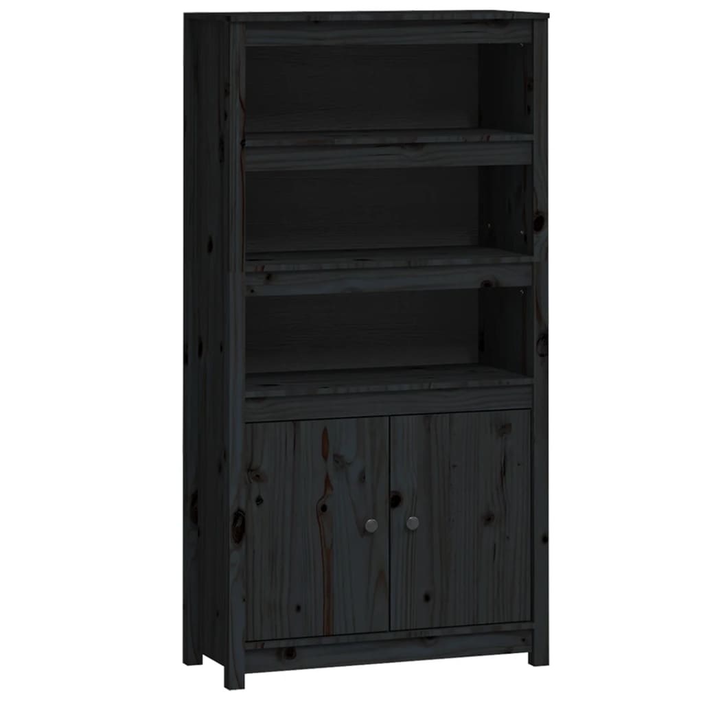 VidaXL Hoge kast 80x35x154 cm massief grenenhout zwart