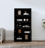 VidaXL Hoge kast 80x35x154 cm massief grenenhout zwart