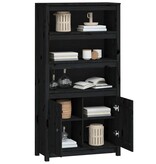 VidaXL Hoge kast 80x35x154 cm massief grenenhout zwart