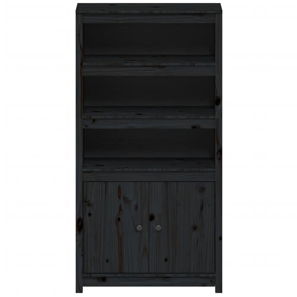 VidaXL Hoge kast 80x35x154 cm massief grenenhout zwart