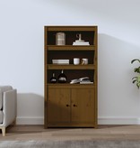 VidaXL Hoge kast 80x35x154 cm massief grenenhout honingbruin