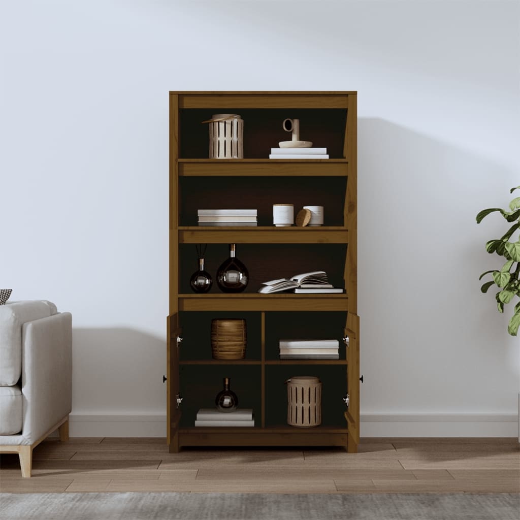 VidaXL Hoge kast 80x35x154 cm massief grenenhout honingbruin