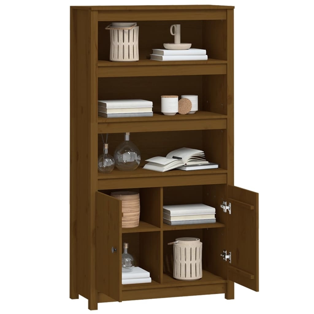 VidaXL Hoge kast 80x35x154 cm massief grenenhout honingbruin