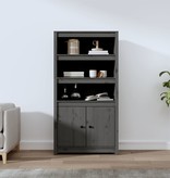 VidaXL Hoge kast 80x35x154 cm massief grenenhout grijs