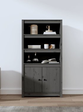VidaXL Hoge kast 80x35x154 cm massief grenenhout grijs
