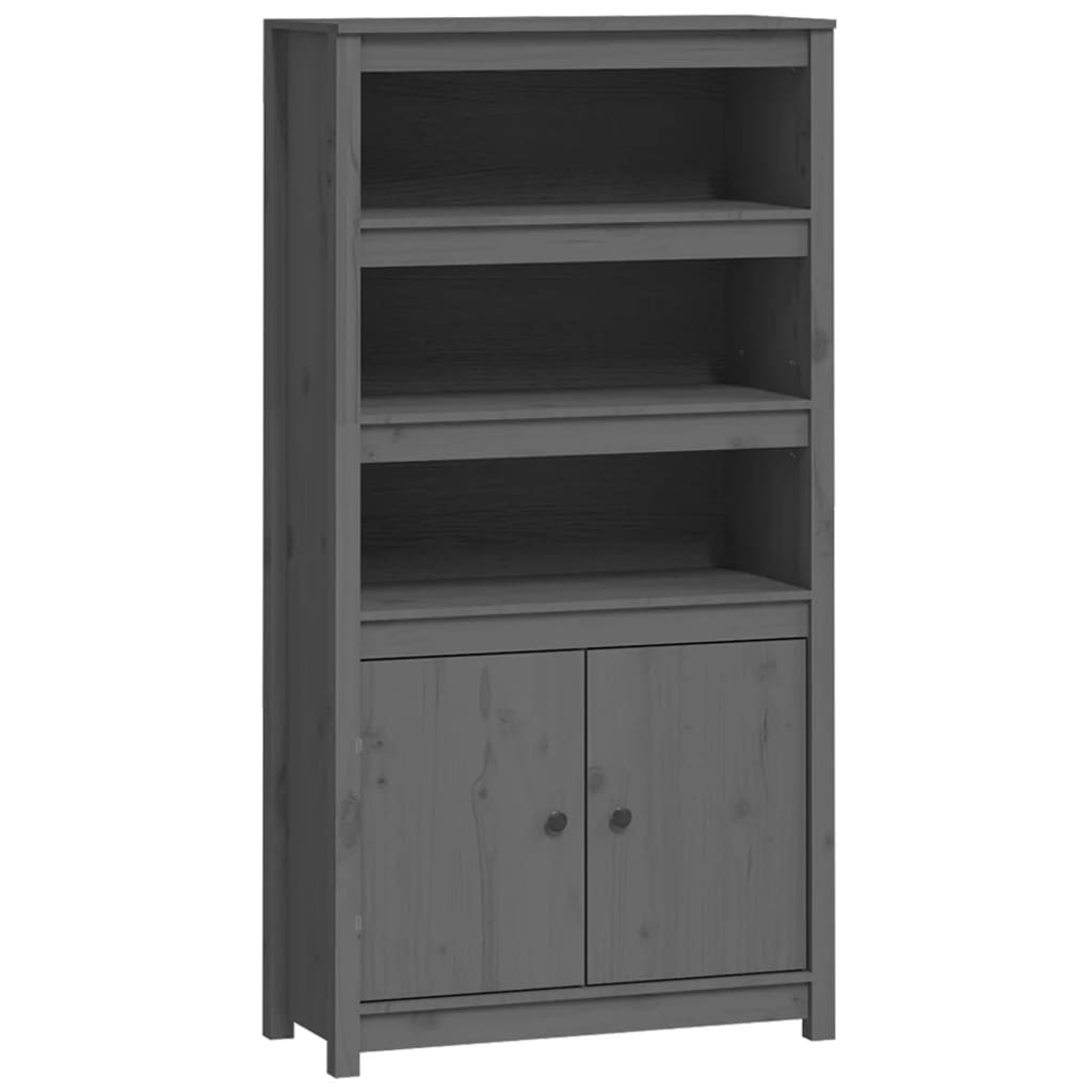 VidaXL Hoge kast 80x35x154 cm massief grenenhout grijs